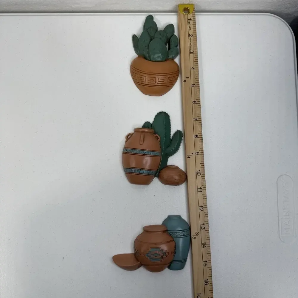 Lot of 3 Burwood Southwest Style‎ Wall Hangings Cactus Cacti #3139 Home Decor